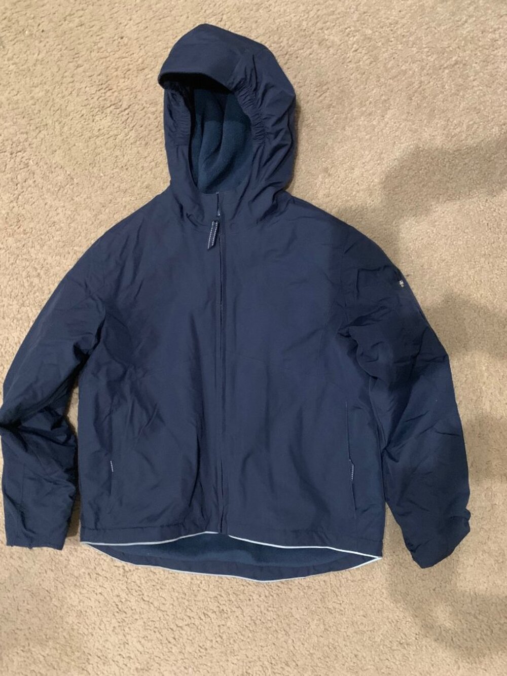 Boy 10-12 Navy Land's End Midweight Jacket fleece-lined with Hood